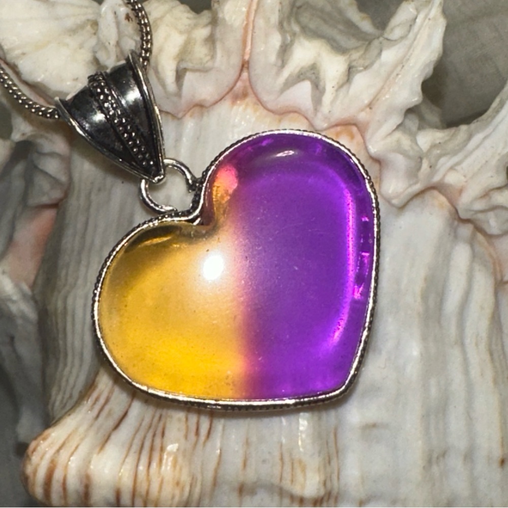 Tourmaline bi-color heart statement pendant